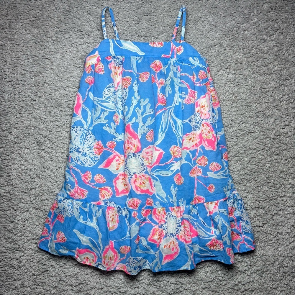 Lilly Pulitzer Dress Girls Medium Alessia Lined Bright Adjustable Straps Beach